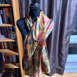 🍂 Echo Design Silk Blend Scarf – Made in Italy – Fall Leaf Print – NWOT 🍂